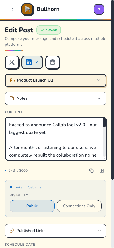 Post editor with content